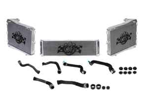 铝制水冷散热器及软管套装（3件）。适用于保时捷718 Boxster Spyder / 718 Cayman GT4 / 991.2 GT3 / GT3 RS - 9P1121251, 9P1121252, 99610613802 - 7086, 7087, 7068